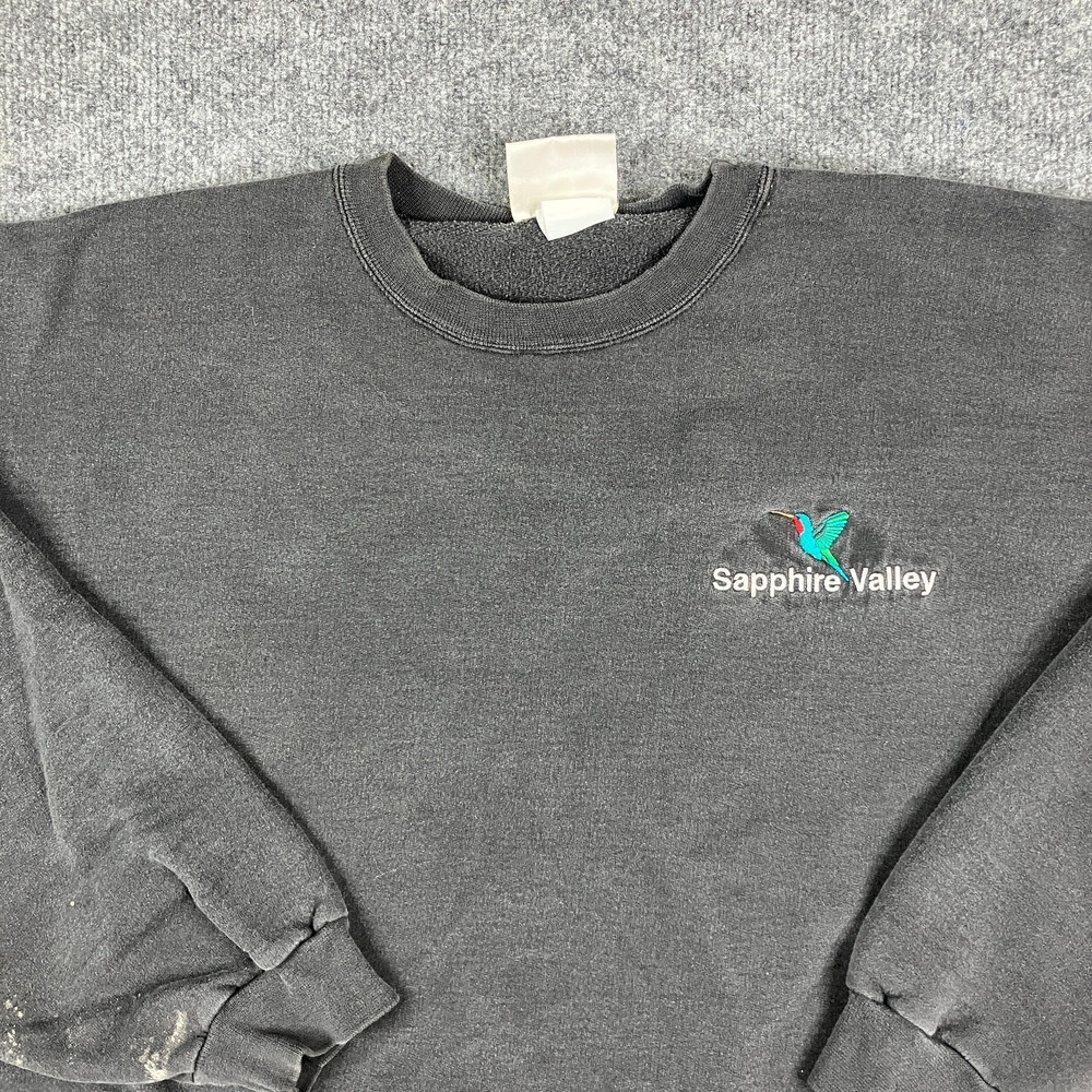 Hanes Sweatshirt Mens Size XXL Black Sapphire Valley Embroidered‎ Logo Crewneck